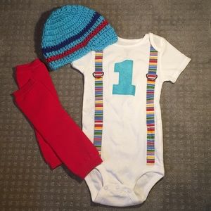 Adorable matching set for baby’s 1st birthday